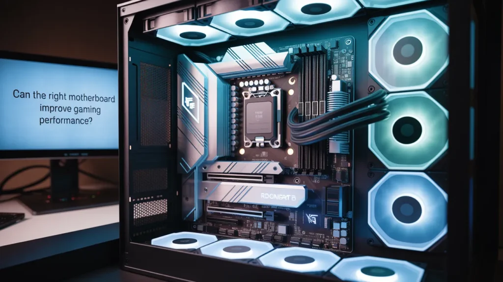 High-performance gaming PC motherboard with RGB lighting, answering the question: Can the Right Motherboard Improve Gaming Performance?