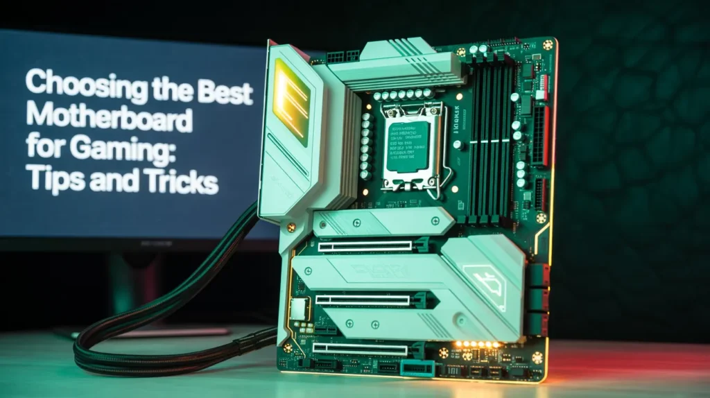"Choosing the Best Motherboard for Gaming: Tips and Tricks with a high-performance gaming motherboard on display"
