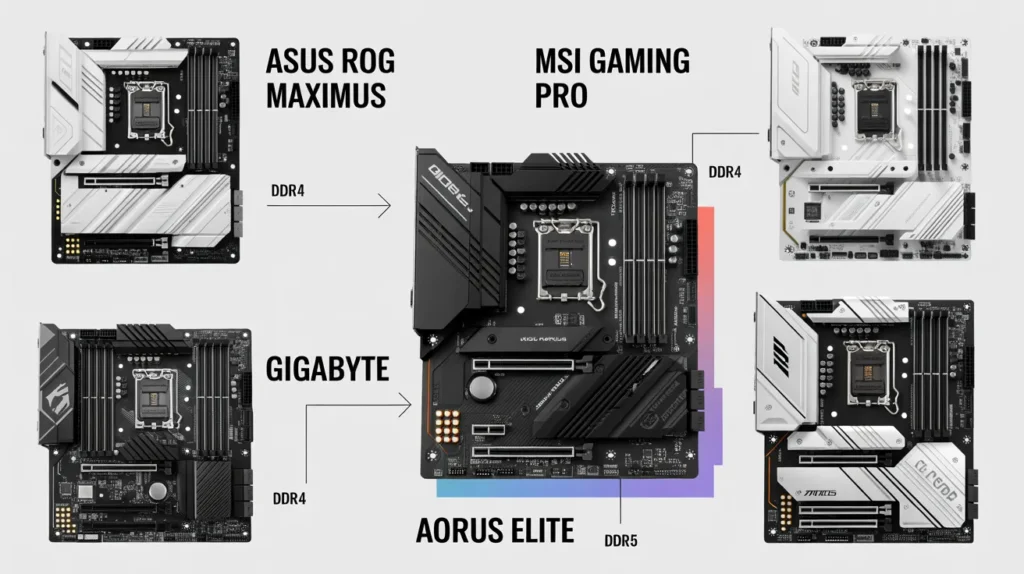 Comparison of DDR4 and DDR5 motherboards showing why some motherboards only have 2 RAM slots.