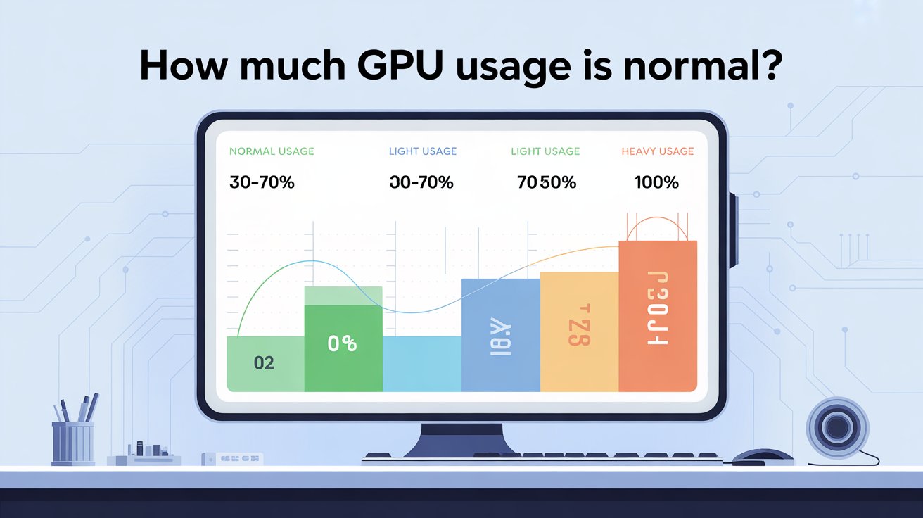 How much GPU usage is normal across idle, light tasks, gaming, and heavy workloads with percentage usage comparison
