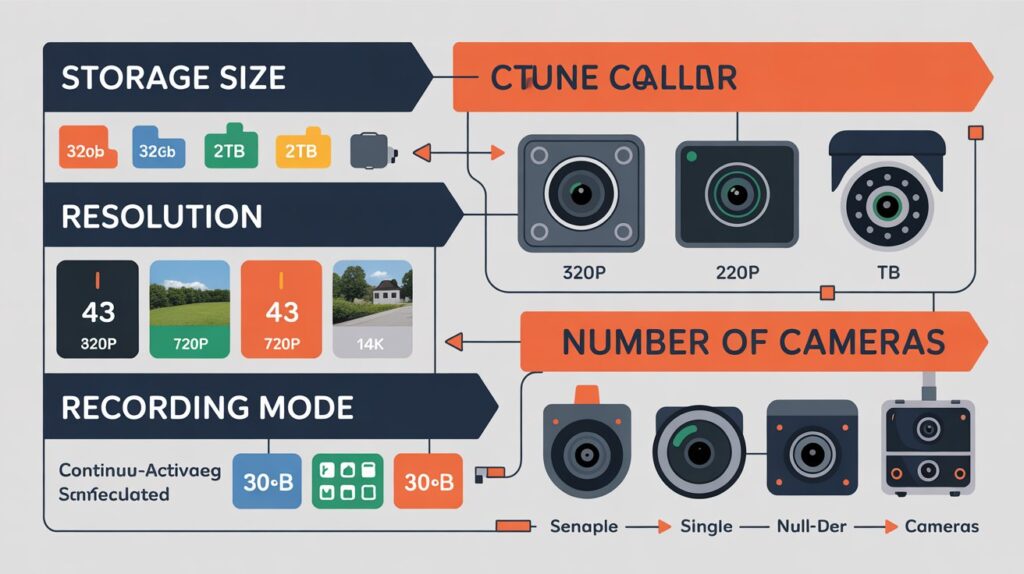 What Determines How Long Cameras Keep Footage showing storage size, resolution, recording mode, and number of cameras