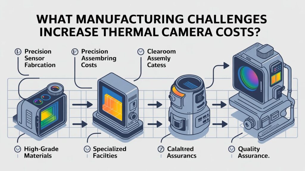 What Manufacturing Challenges Increase Thermal Camera Costs with detailed steps like precision fabrication, cleanroom assembly, and quality control.